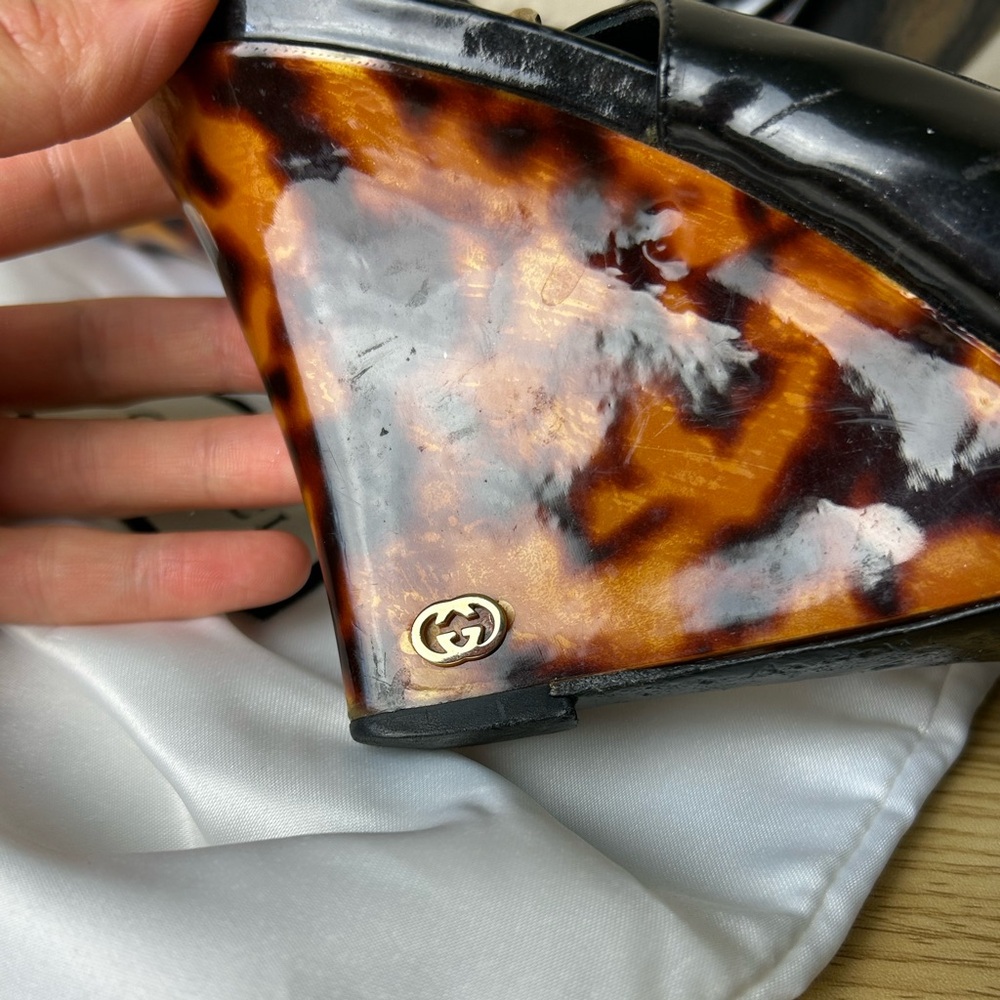 GUCCI Shoes Slingback Peep Toe Wedges - Picture 12 of 13